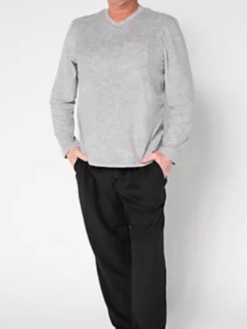 Cuddl Duds Men's PJ Set Light Heather Gray Cozy Top with Black Pants Sz XXL